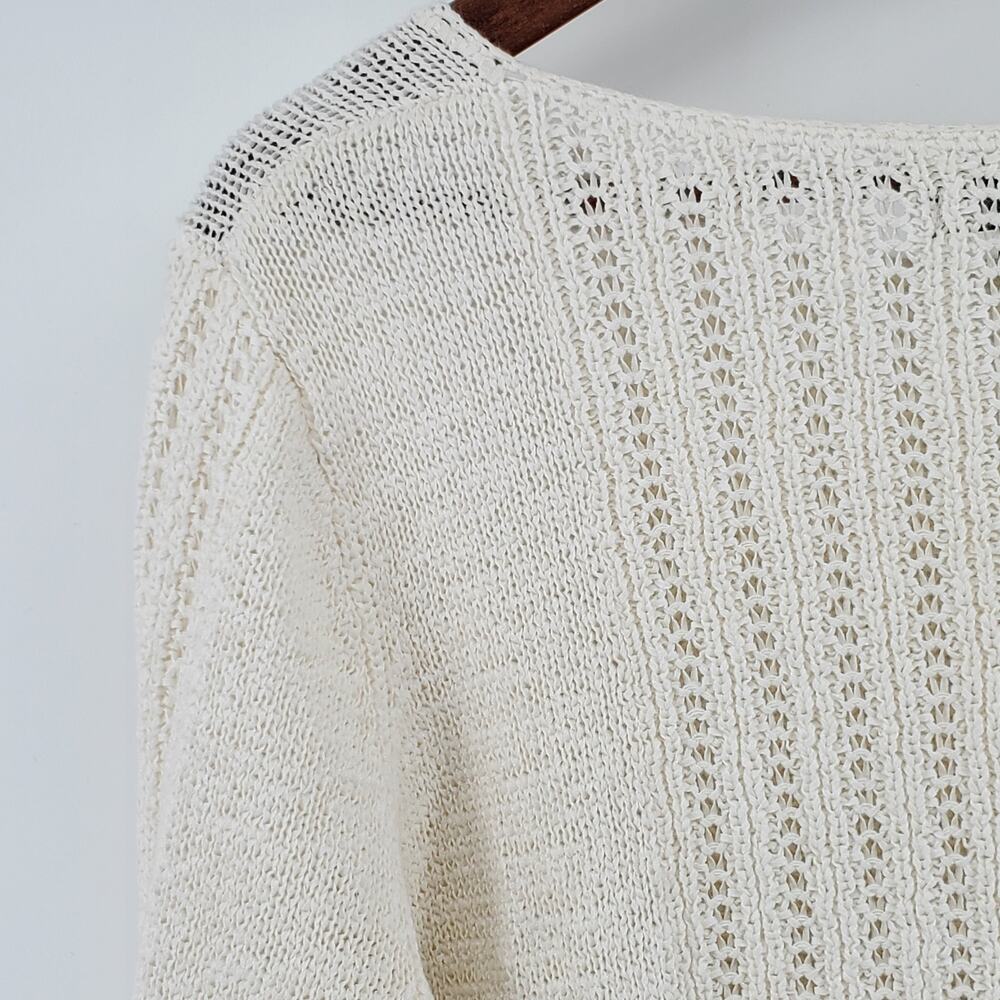 Rachel Zoe Womens Karla Open Cream Lace Knit Stretchy Cotton Blend Sweater| XL - Picture 9 of 12